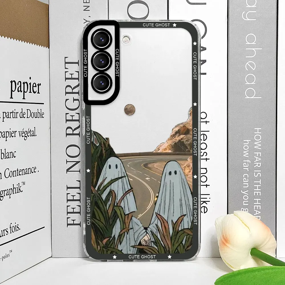 Cute Ghost Sunflower Art Shockproof Soft Clear Phone Case