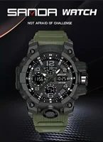 SANDA 6021 Sport Watch for Men Waterproof LED Dual Display Quartz Wristwatch Mens Digital Clock Military Stopwatch Reloj Hombre 1