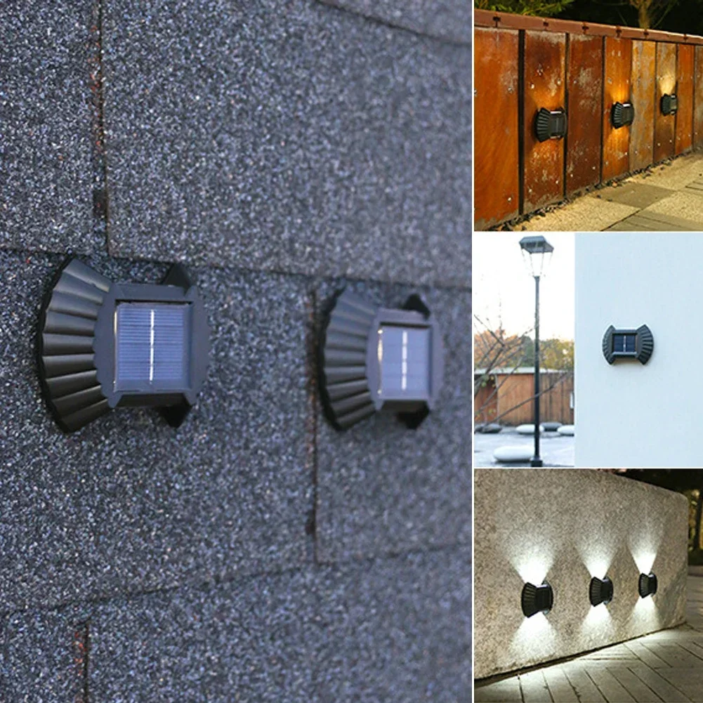 4PACK Solar Wall Lamp Waterproof Upper And Lower Luminous Lighting LED Light Fa