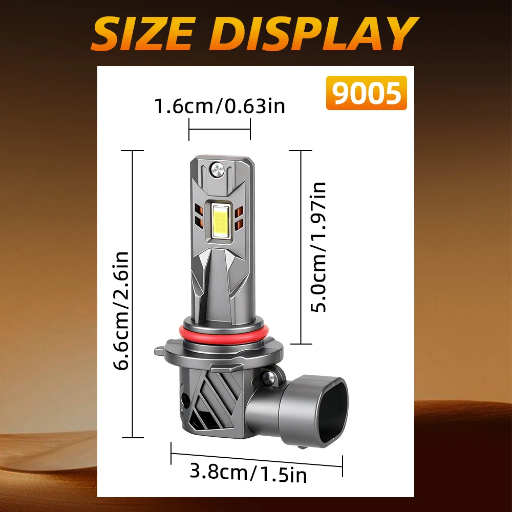 2PCS 9005 HB3 자동차 LED 헤드라이트 전구 30000LM 밝기 5570 CSP 6500K 흰색 교체 헤드램프 터보 팬 없음