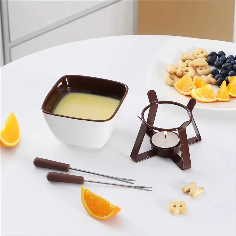 Creative Ceramic Fondue Pot for Chocolate, Cheese, and Ice Cream-Perfect for Melting and Keeping Warm