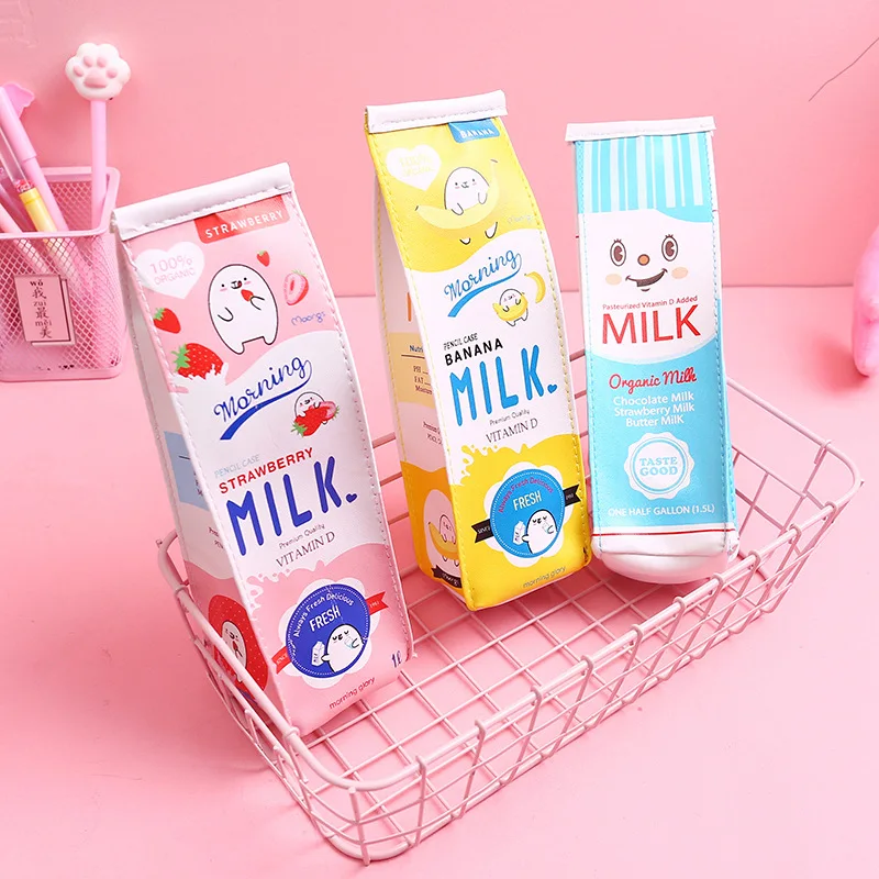 

Cartoon Milk Carton Pencil Case Girl Heart Cute Large Capacity Primary School Stationery Box Female Simple Pencil Case