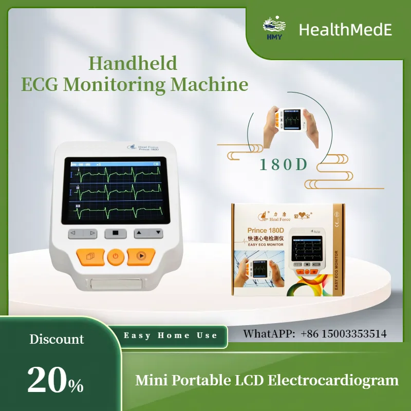 Heal Force Prince 180D Easy Handheld ECG Monitoring Machine Mini Portable LCD Electrocardiogram Heart Monitor Health Care