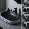 Ceramic Table Sink With Fancy Pattern Porcelain Vessel Sink Bathroom Balcony Wash Basin  Lavatory Vanity Sink Countertop Basin 6