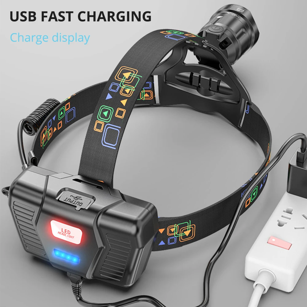 Super Bright LED Headlight with XHP90 Lamp Beads Waterproof