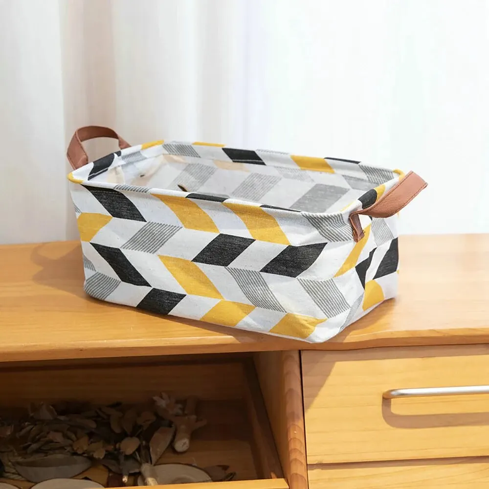 Storage Box 1PC Fabric Geometric Pattern Box Storage Basket Desktop Items Book CD Handheld Storage Organizing Box Household Products storage box desk organizer