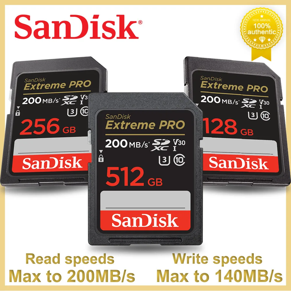 SanDisk carte SD Extreme PRO, 200 cartes mémoire haute vitesse jusqu