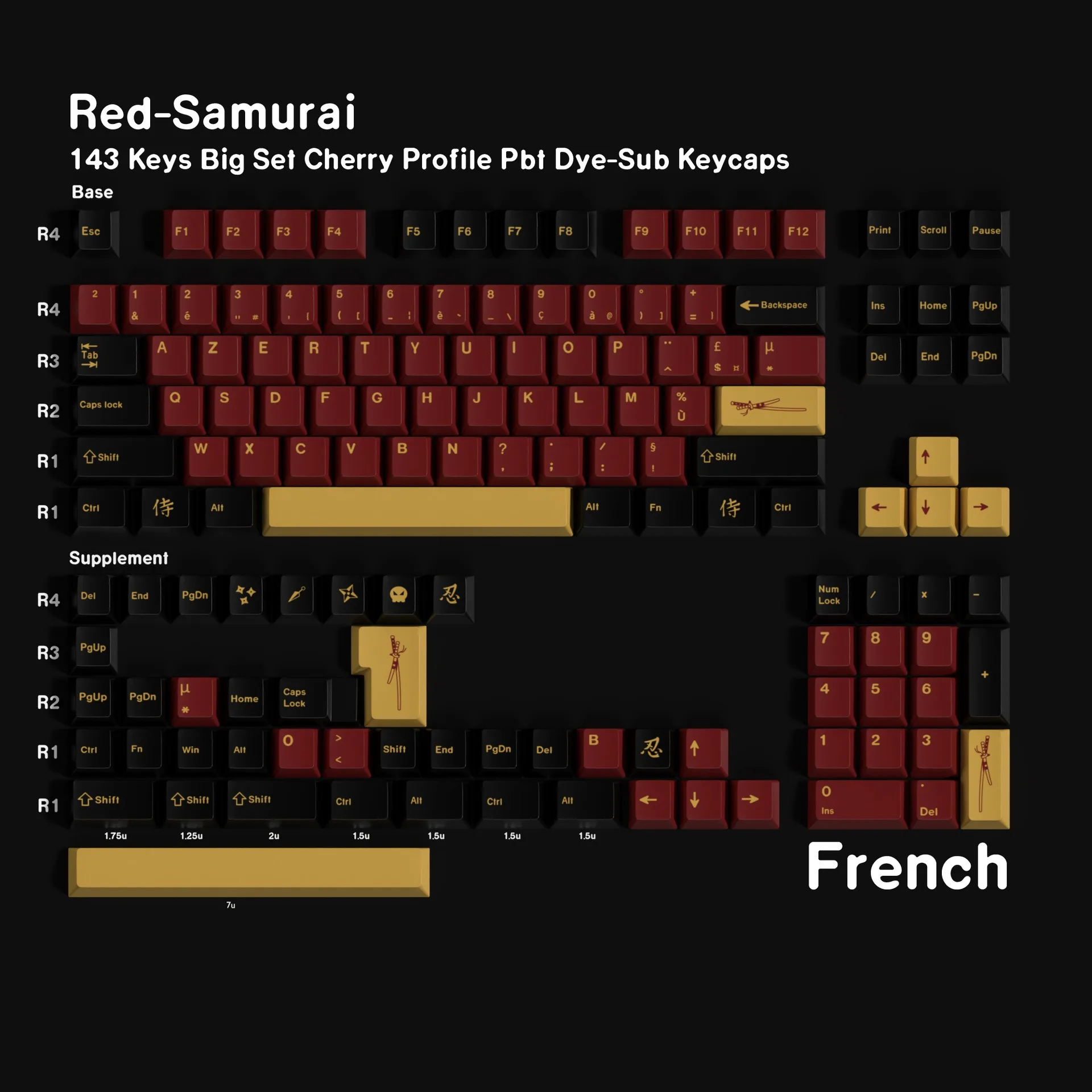 Red Samurai Mechanical Keyboard GMK Keycap Spanish French Russian Arabic Japanese Abnt2 Korean German Cherry Profile PBT Keycaps