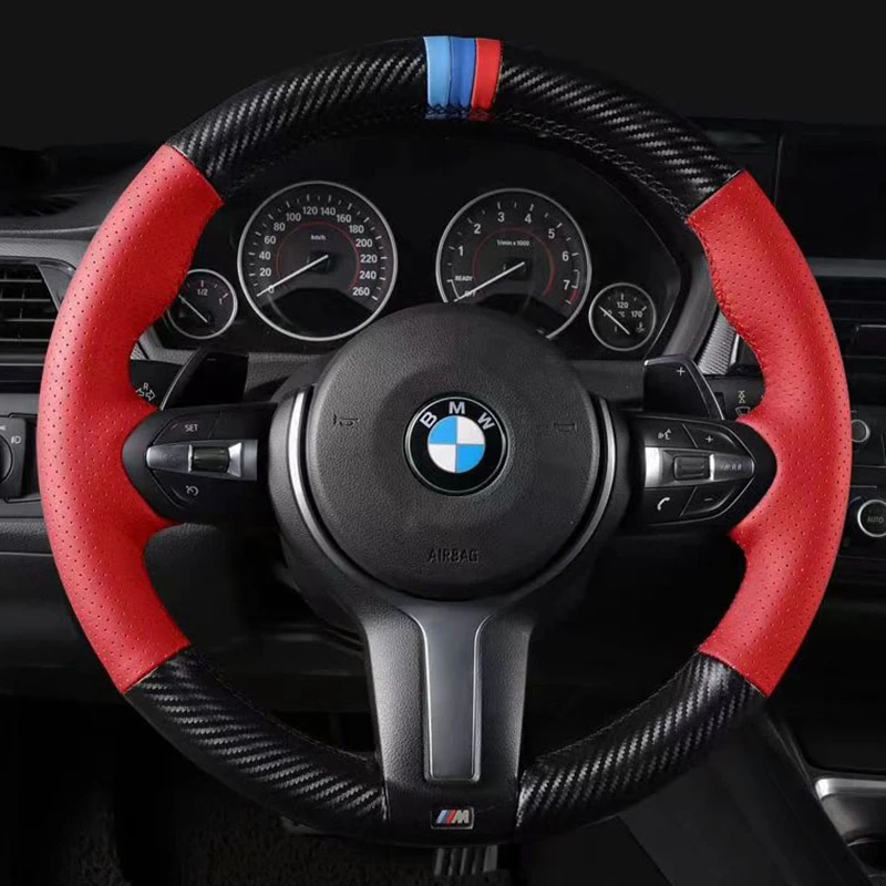 Custom Steering Wheel Cover 100 Fit For BMW M Sport F30 F31 F34 X5 F15 M50d X6 F16 M50d F20 F21