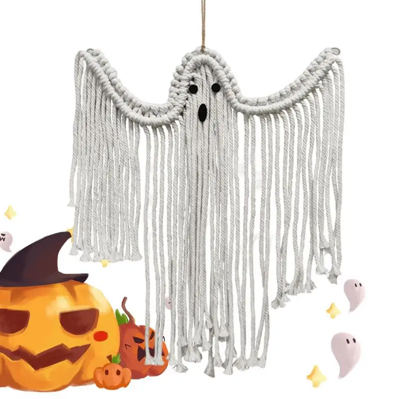 

Halloween Ghost Decorations Wall Handmade Pendant Cotton Overhang Ornament For Halloween Indoor Haunted House Window Party Decor