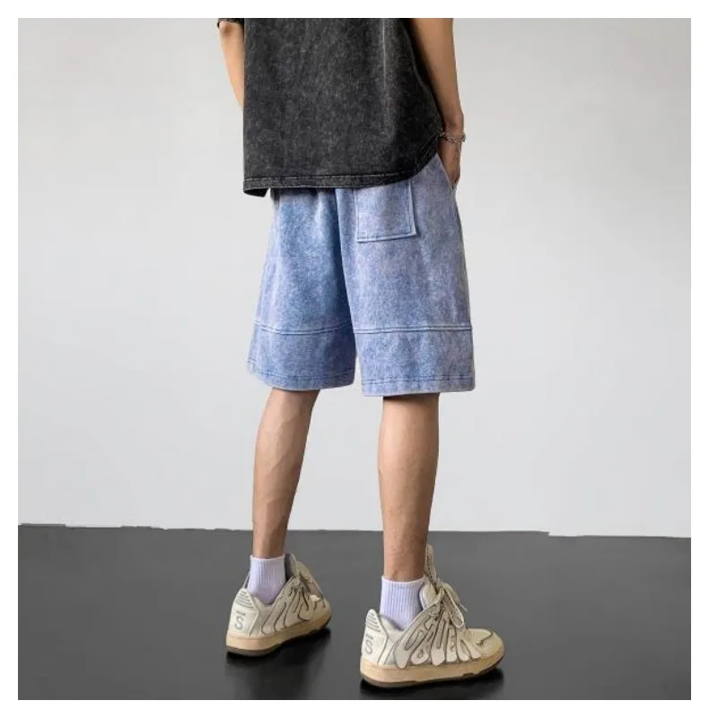 150KG Heavyweight Washable Old Shorts Men's Fashion Brand Loose Summer American Casual Sports 5/4 Pants Large