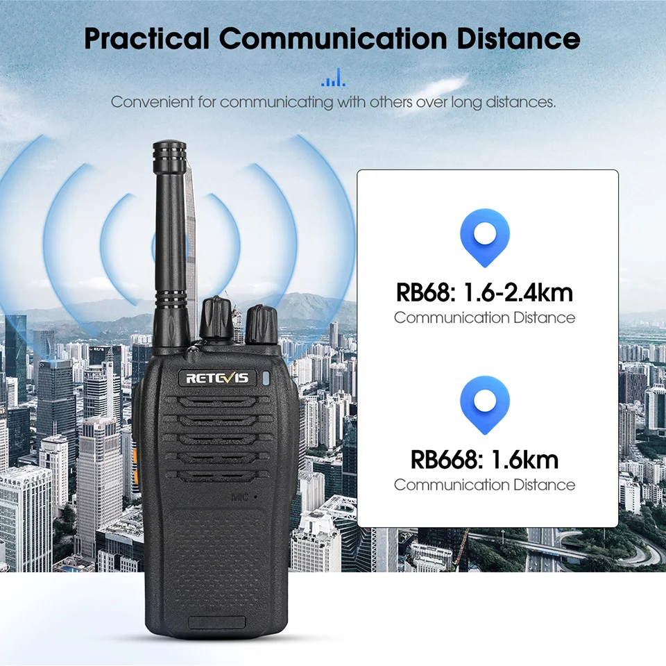 Retevis RB668 Walkie Talkie 2 Pcs Included Portable Walkie-talkies Type-C Charging VOX  Two Way Radios for Retail Shop