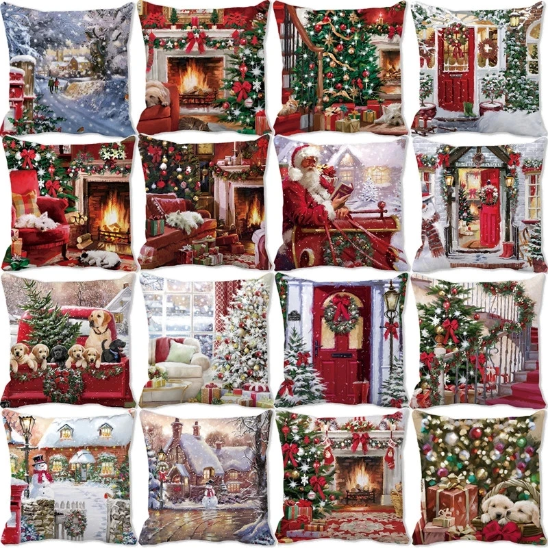 Christmas Home Decor Cushion Cover Ornament Pillowcase 45x45cm Christmas Decorations