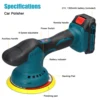 21V Cordless Car Polisher 6 Gears of Speeds Adjustable Electric Auto Polishing Machine Metal Waxing Sanding Rust Removal Machine 6
