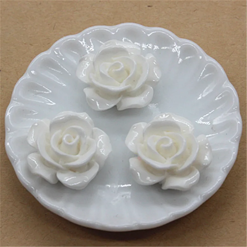 Ornament Crafts Resin Crafts Accessories 50pcs 15mm Resin Rose Flowers Flat Back Cabochon DIY Jewelry/ Craft Home Decoration Accessories 20 Colors to Choose