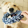1pc Random Color Ring Woven Design Pet Chew Toy Dog Teeth Grinding Toy Dog Braided Knot Rope Chew Funny Toy 5
