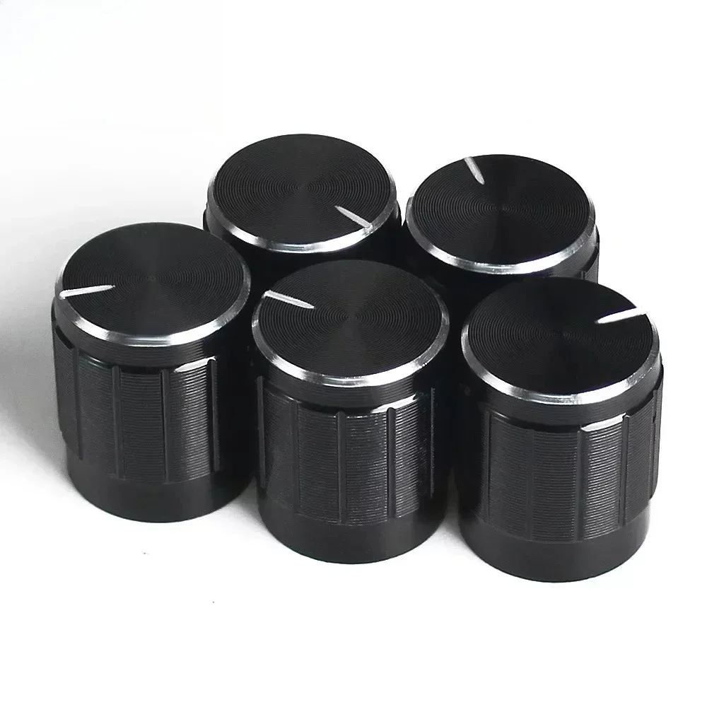 5/10PCS 6mm Black Aluminum Knob 15x17mm Potentiometer Knobs Caps for Rotary Switch Volume Control
