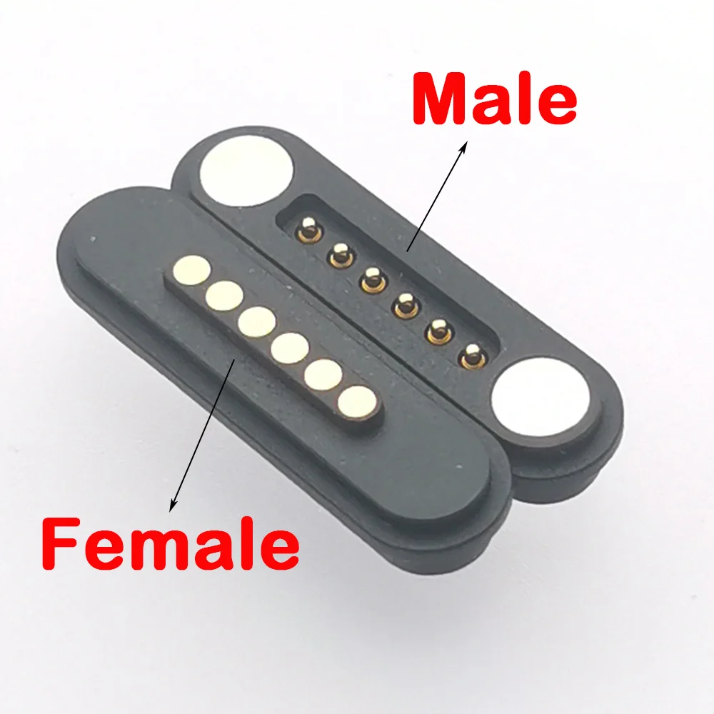 Macho e Fêmea Magnetic Pogo Pin Connector p 3a Posições com Mola Carregado 6pin Tomada de Alimentação dc Posições 23 mm 10 Pcs