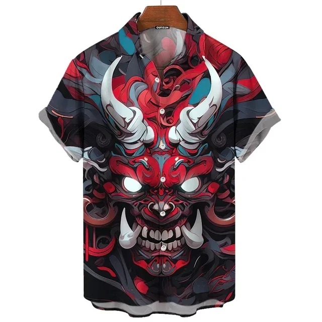 

Japanese Samurai Shirt 3D Japan Style Print Short Sleeve Tops Tees Casual Retro Men's Shirt Oversized Vintage Men's Clothing