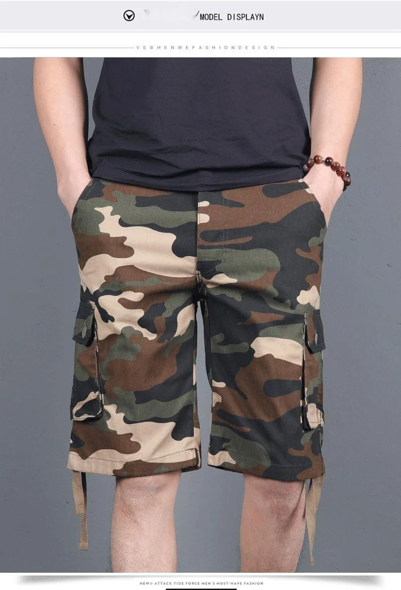 Summer overseas camouflage capris men's loose multi pocket work shorts_voghion.com