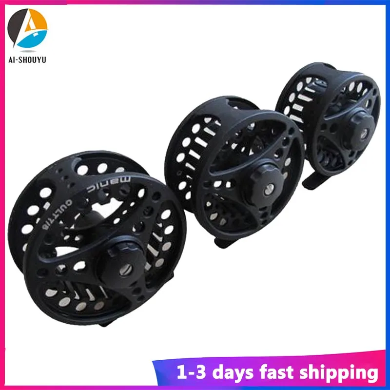 

AI-SHOUYU High Quality 3/4 5/6 7/8WT Fly Reel Black Die casting Large Arbor Aluminum Fly Fishing Reel