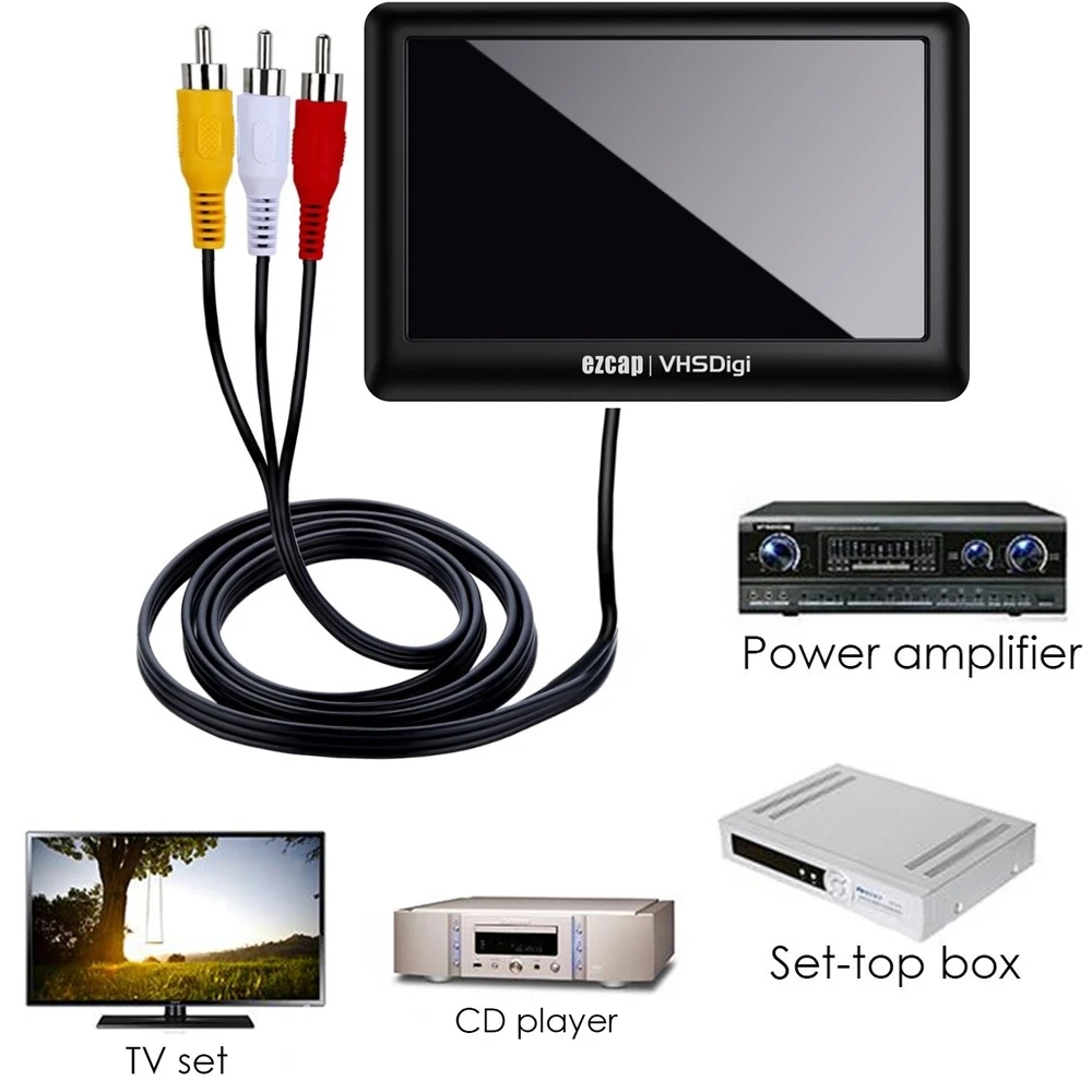 180 AV Recorder Audio Video Capture Card VHS Digitizer Video Recording Box 4.3"