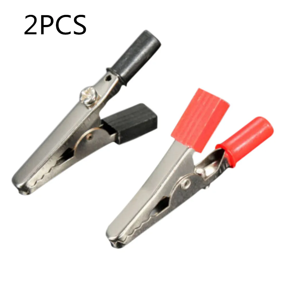 Insulated Crocodile Clips Plastic Handle Cable Lead Testing Metal Alligator Clips Clamps 55mm Length 2Pcs/lot