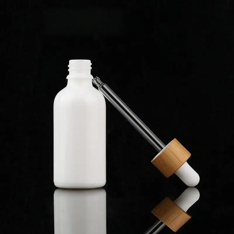 800pcs 50ml 빈 흰색 유리 Dropper 리필 되나요 병 피펫 에센셜 오일 아로마 테라피 액체 화장품 항아리 상자
