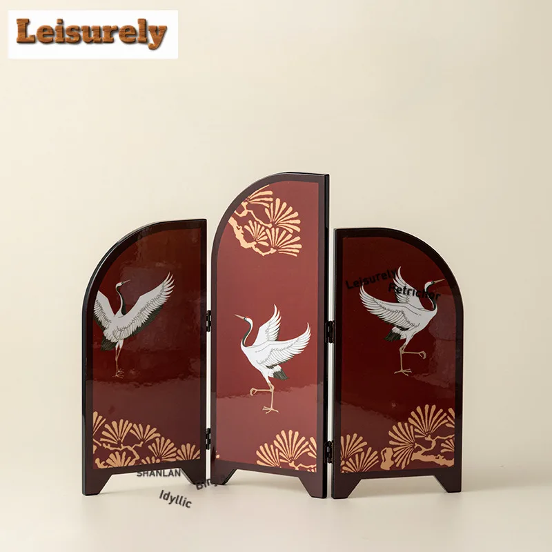 New Chinese Style Moonlight Bamboo Crane Desktop Screen Antique Living Room Entrance Tea Table Study Decorative Painting Ornamen