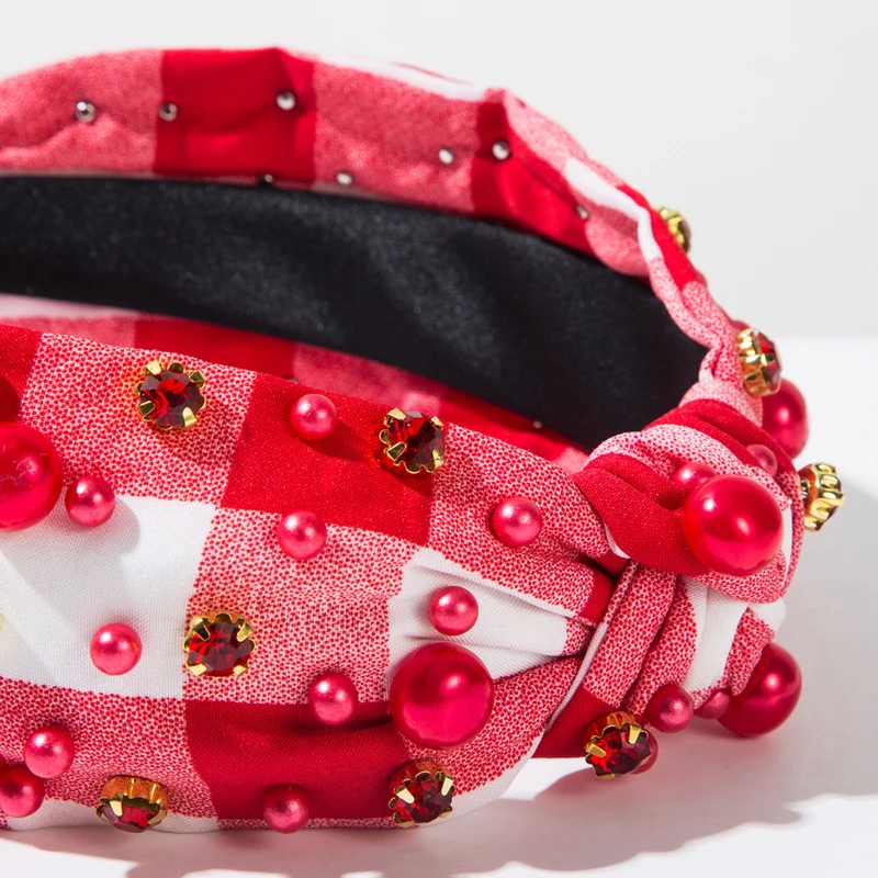Women&rsquo;s Valentine&rsquo;s Day Headbands Cute Pearl Crystal Knotted Headpieces Beaded Hair Hoops Fashion Accessories