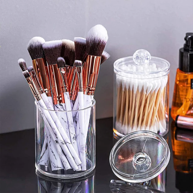 Fürdőszoba Qtip Adagoló Apothecary Edények Átlátszó Műanyag Pamut Golyó Tartály Tamponok Q-Tippek Alkotják A Padokat Kozmetikumok - Image 6