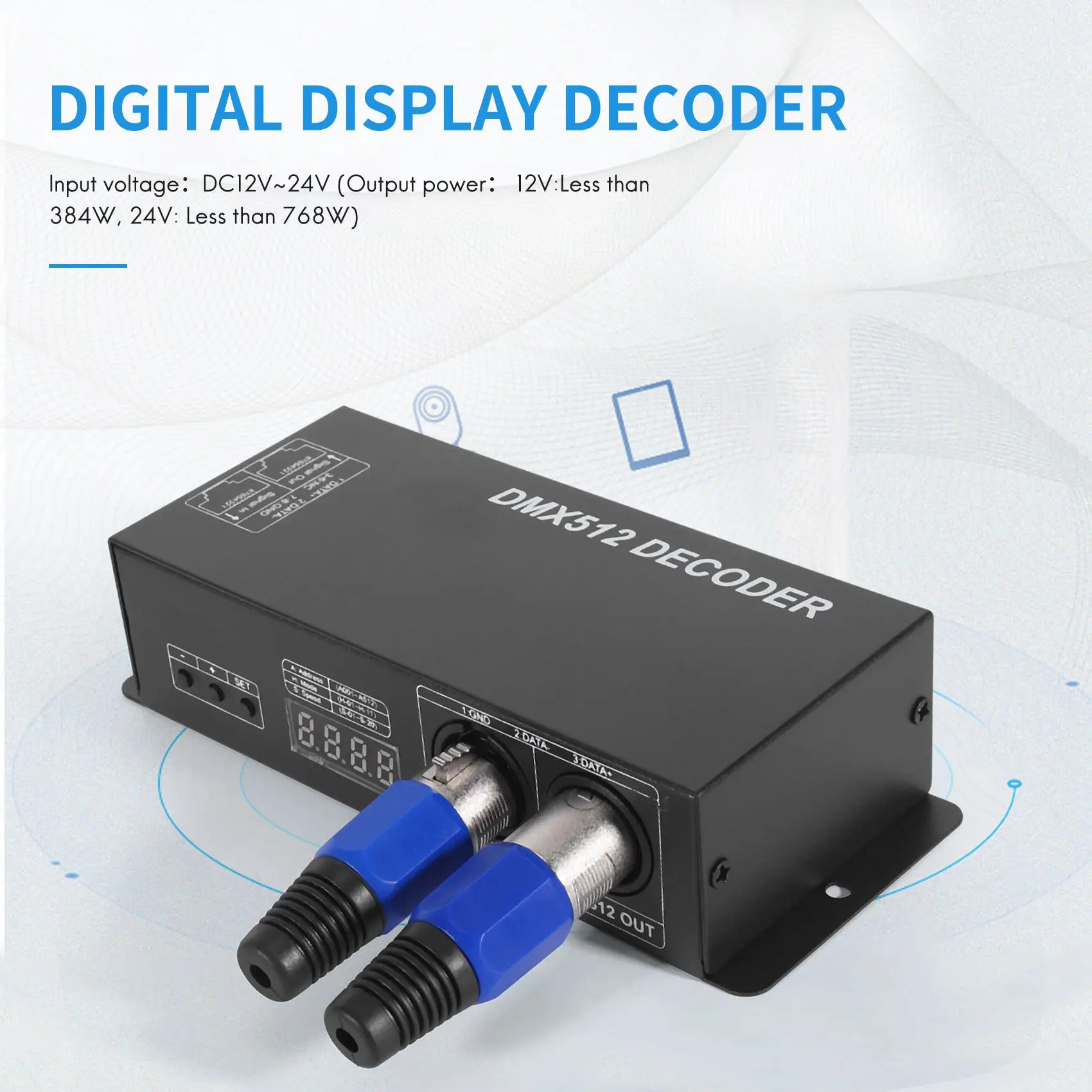 AY14 -Dmx 512 디지털 디스플레이 디코더, 디밍 드라이버 Dmx512 컨트롤러 (LED RGBW 테이프 스트립 라이트용) RJ45 연결 DC12-24V 20