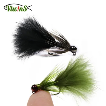 Vtwins 텅스텐 슬롯 비드 마이크로 울 버거 지그 헤드 스트리머 플라이 송어 스틸 헤드, 연어 파이크 배스, 그레이링 낚시 루어