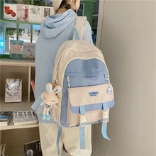 

2022 New Backpacks Female College Style Contrast Color Large-capacity Leisure Student School Bag Outing Travel Backpack