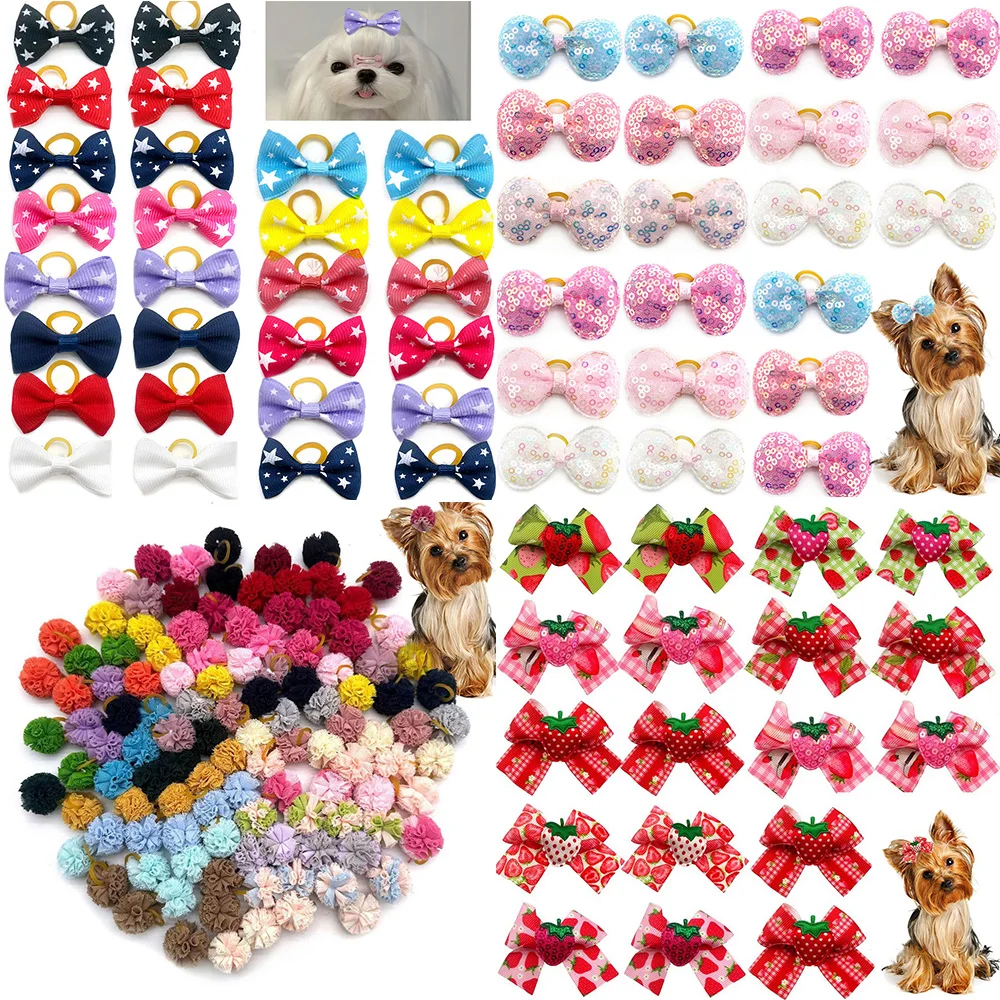 10/20/30PCS Pet Dog Bows Small Dog Bowknot Pet Grooming Hair Bows for Small Dog Accessoreis 10pcs 20pcs 30pcs new various style pet dog bows pet hair bows rubber bands with diamond dog bow grooming supplies wholesale