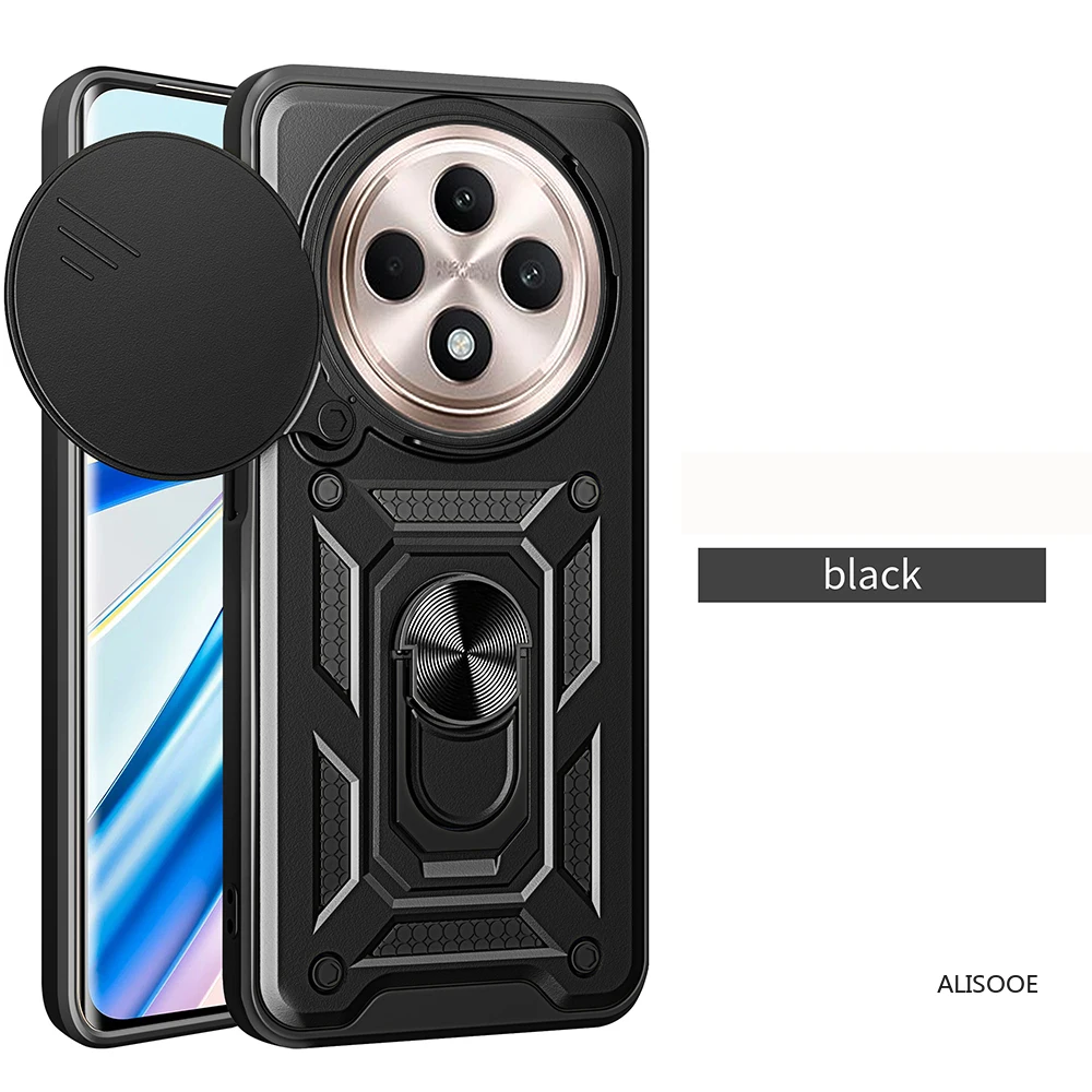 Premium Armor Case with Slide Camera Lens Protector and Ring Stand