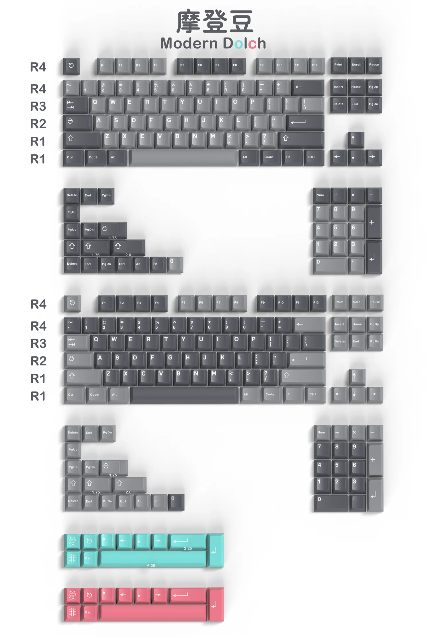 Chaves Conjunto Aifei Ícone Gmk Moderno Dolch Keycaps Abs Duplo Tiro Tampas Chave Cherry Perfil Keycap para Keychron 65 75 Anne Gh60 264 - Imagem 5