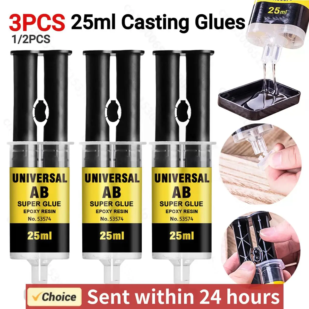 3/2/1PCS 25ML อีพ็อกซี่เรซิ่น AB กาวพลาสติกไม้ Strong Quick-drying กาวกาวกันน้ําบ้าน Strong ซ่อมกาว super Liquid 1