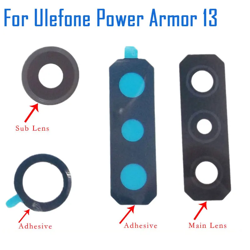 Originale Ulefone Power Armor 13 Obiettivo Della Fotocamera Principale Posteriore Sub Secondario Obiettivo Della Fotocamera Copertura In Vetro + Adesi