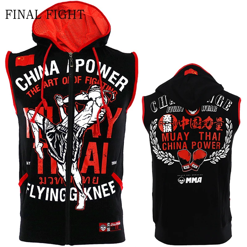 Muay Thai Shirt sports apparel Men Women Tiger Boxing Training Hoodie Sparring Martial Arts MMA T-Shirt Sleeveless Gym Sports Workout Rashguard
