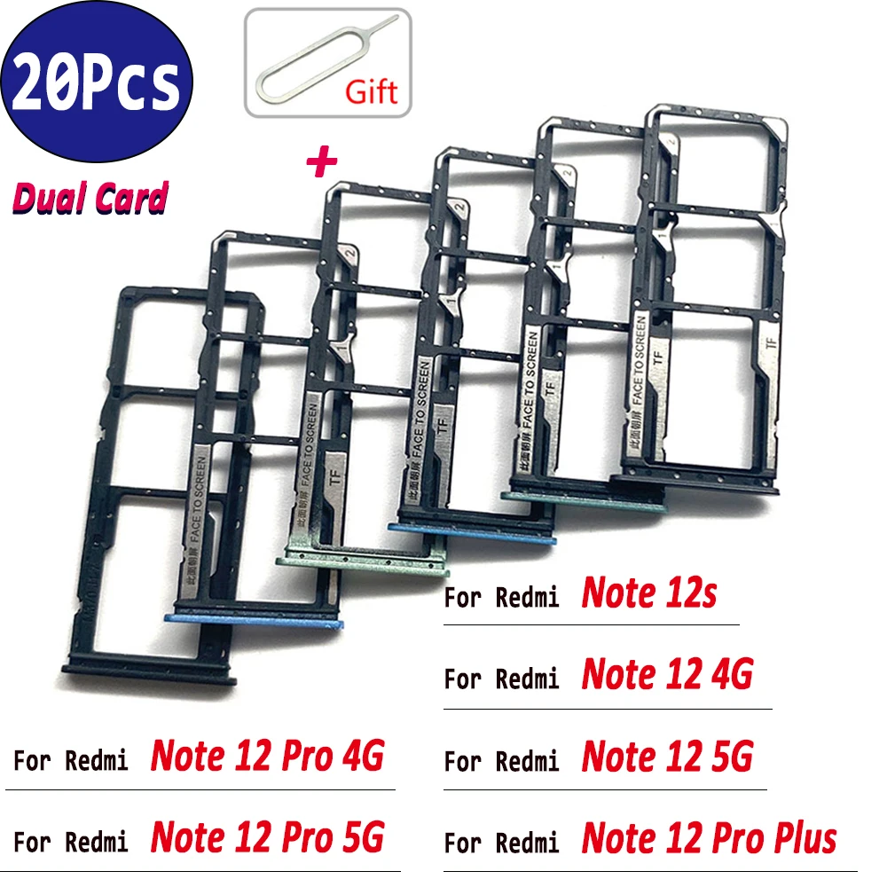 

20Pcs, NEW SIM Card Socket Slot Tray Reader Holder Connector Adapter Container For Xiaomi Redmi Note 12S 12 4G Pro 5G Plus