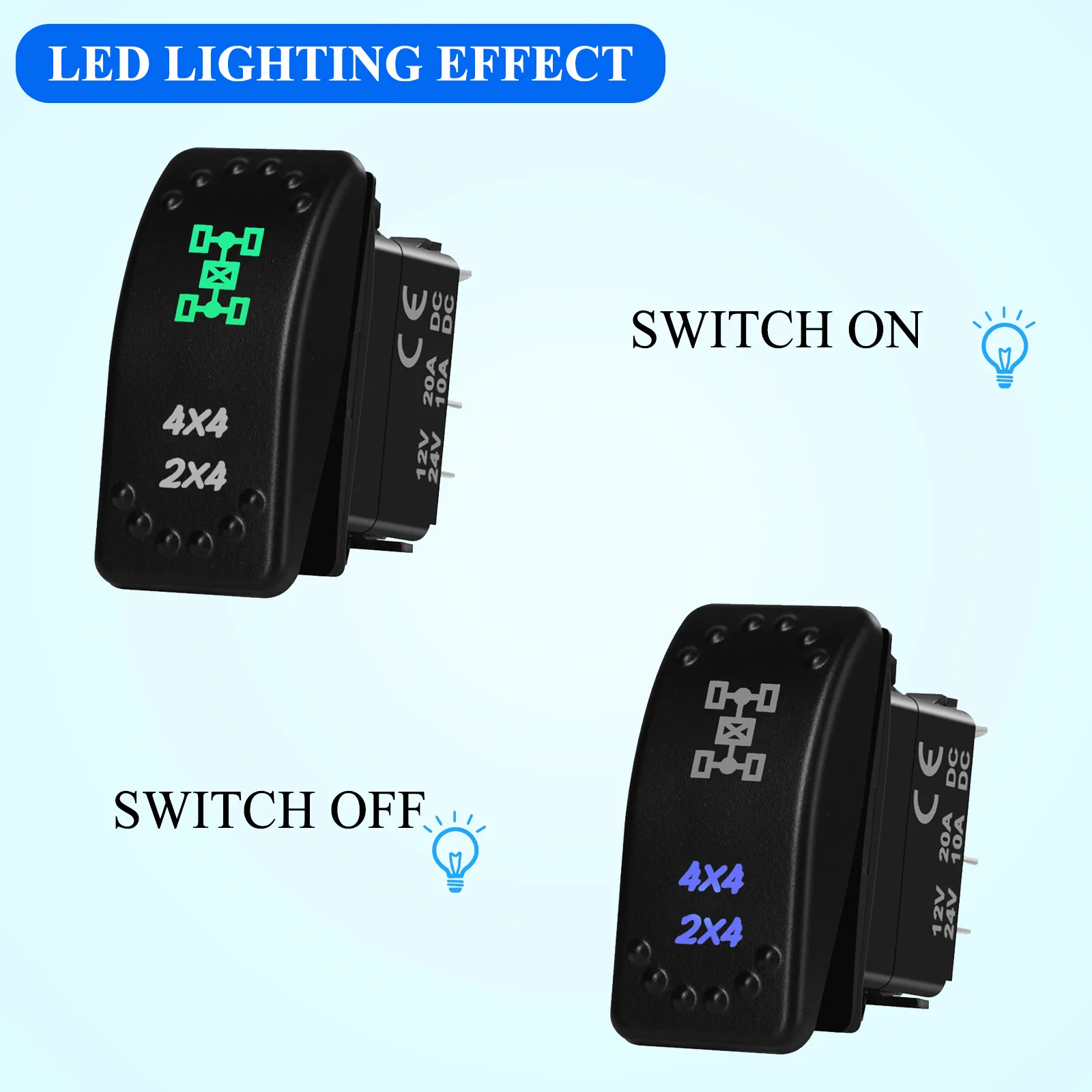 4 pezzi Attiva/disattiva interruttore a bilanciere, 12V 20A LED On/Off 3 pin SPST per barca camion auto auto adatto per interruttori a leva lampa