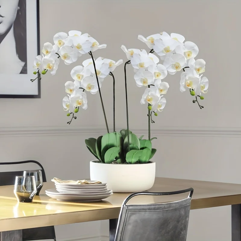 2 Stück 9-köpfige Blumen 38 Zoll Künstliche Schmetterlingsorchideen-Bouquets Kunstblumen für Hochzeitsdekoration Heim Garten Raumdekoration – Detail 2