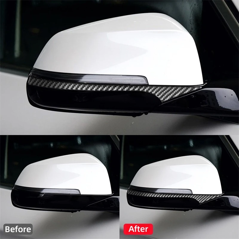 For BMW 5 Series F10 2011- GT5 F07 F01 2010-2015 Car Accessories Carbon Fiber Car Rearview Mirror Decoration Strip Stickers