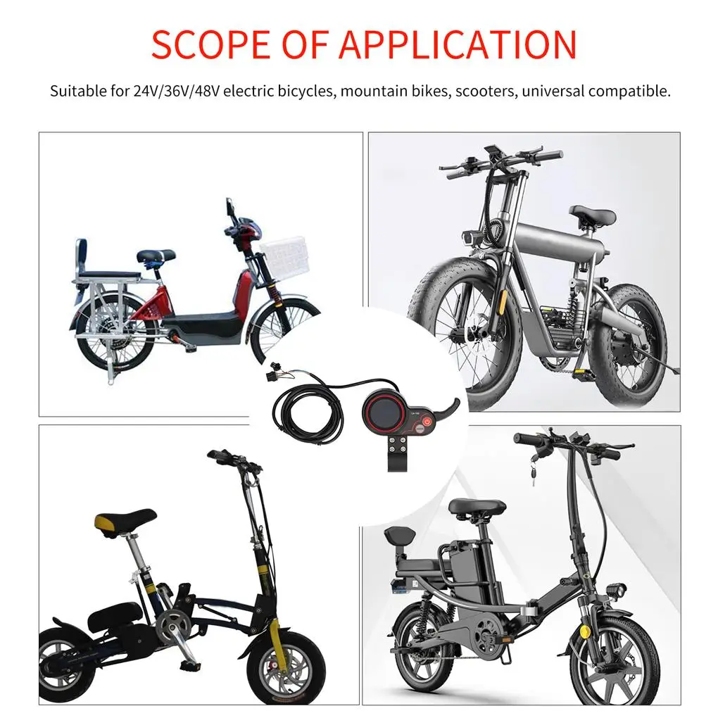 6-Wire Electric Bicycle Controller with LCD Display Meter 350W Bicycle Motor Brushless Controller Kit for Scooter Mountain Bike