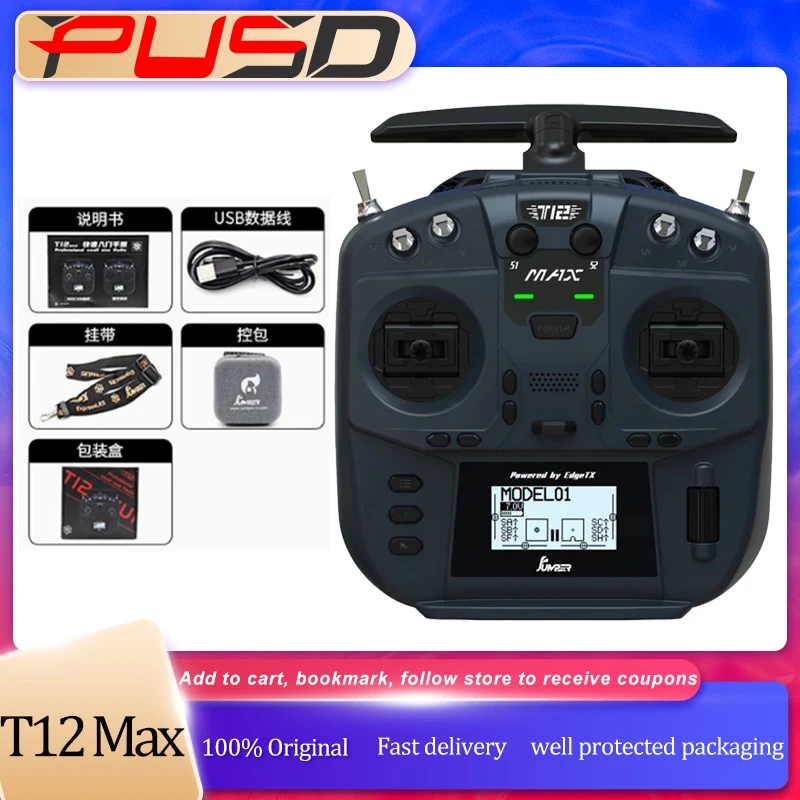 Détail des hall gimbals et de l'écran du transmetteur Jumper T12 MAX 2.4G ELRS pour FPV