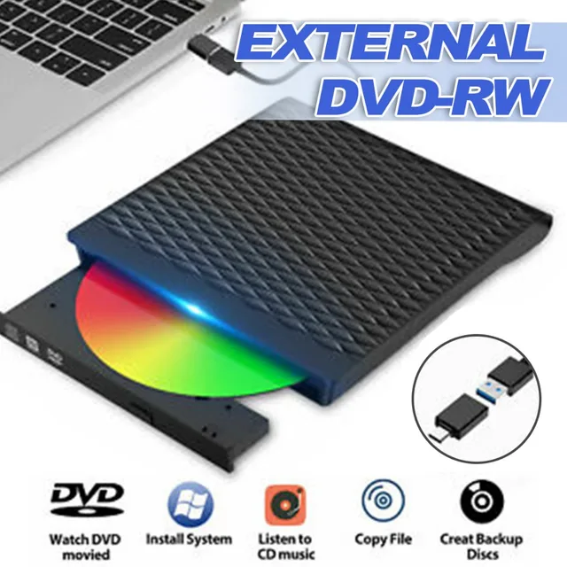 Nouveau enregistreur DVD externe USB 3.0, pour ordinateur de  bureau/Notebook, lecteur DVD-RW, graveur avec adaptateur type-c pour  ordinateur portable, 1 pièce - AliExpress