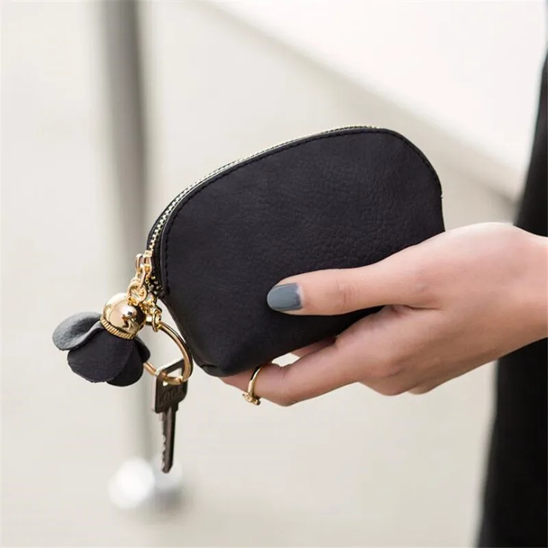 Multi-purpose Zipper Wrist Wallet Keychain PU Leather Coin Purse Fashion  Women Mini Wallet Tassels Card Pouch Car Keys Pendant