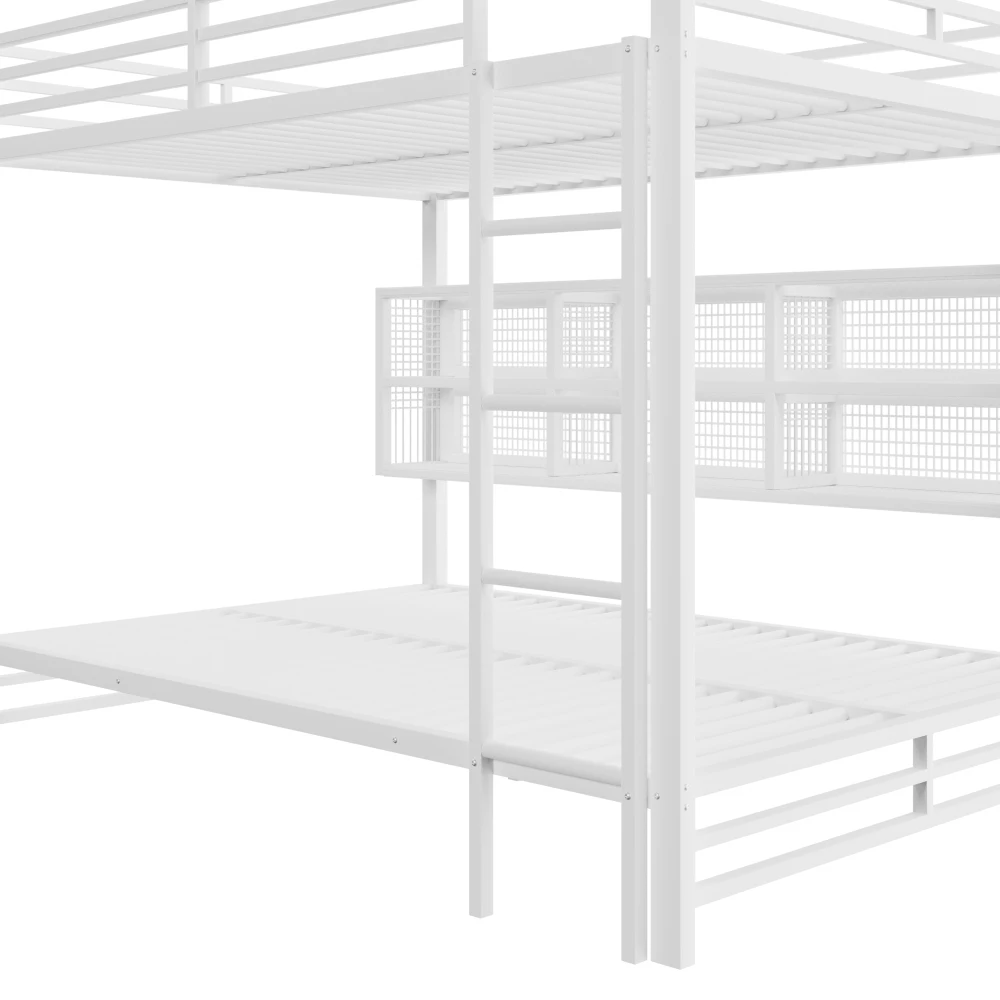 140 x 200 cm großes Etagenbett mit Aufbewahrungsschränken und LED-Licht, platzsparendes Bett für Kinder-/Jugendzimmer (ohne Matratze) – Detail 14
