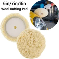 6/7/8in Wool Polishing Pads 100% Natural Wool Buffing Pad for Compound Cutting Polishing with Hook And Loop Grip 1